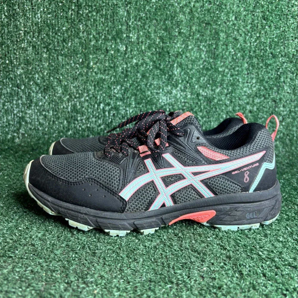 ASICS GEL-Venture 8 Trail Running Athletic Sports Sneakers Black Pink Women Sz 8